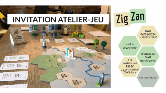 Atelier Zig Zan - Jeu de plateau stratégique et coopératif, qui sensibilise aux enjeux écologiques et sociaux par la sobriété foncière